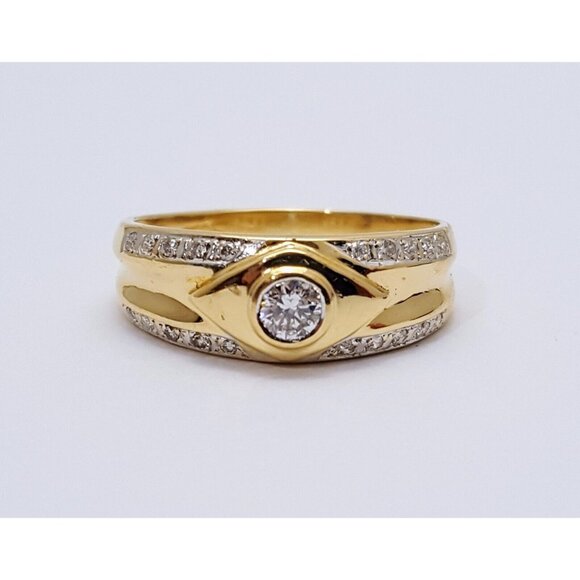 Unique 18K Karat Solid Yellow Gold Designer Diamond Wedding Band